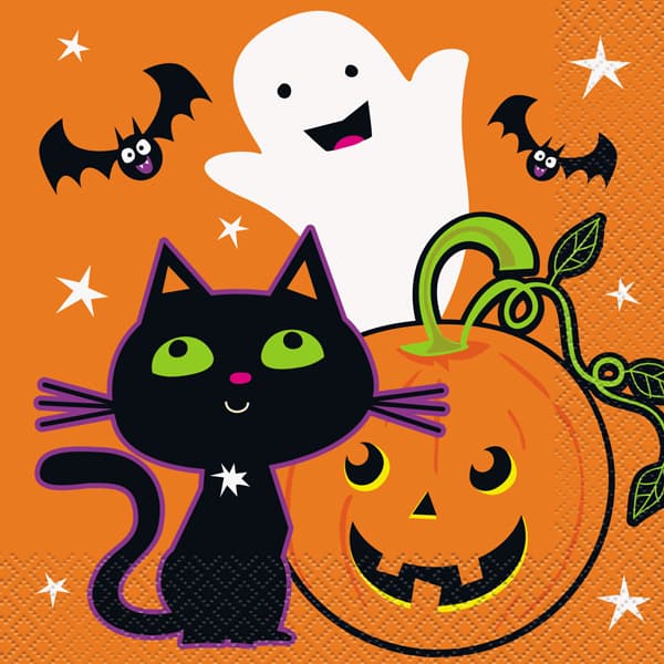 (image for) Cat & Pumpkin Lunch Napkins 16pk