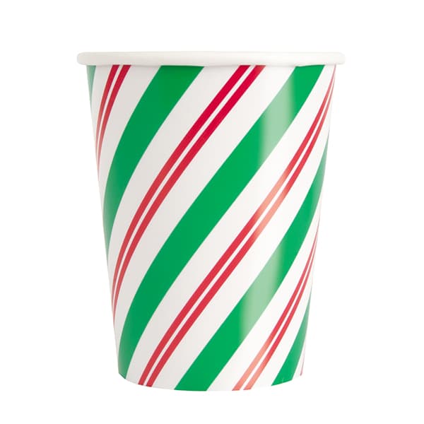 (image for) 9oz Christmas Peppermint Paper Cups 8pk