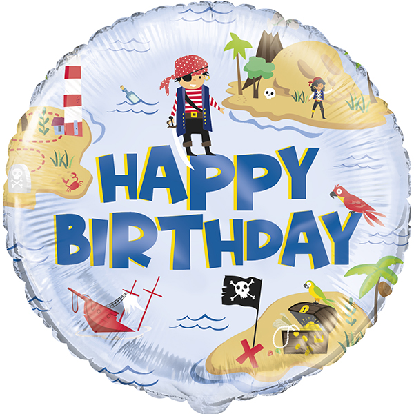 (image for) 18" Ahoy Pirate Happy Birthday Foil Balloons