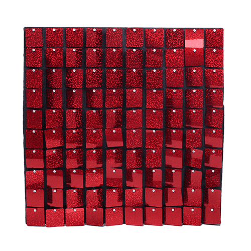 Red Holographic Sequin Wall Panels