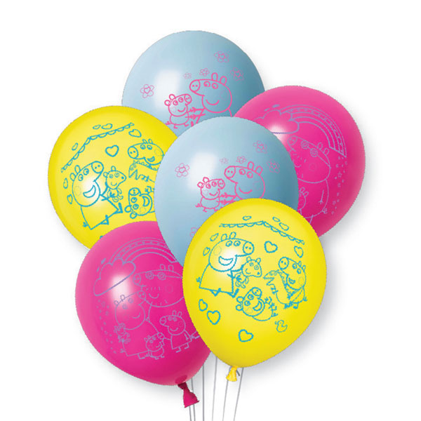 12" Peppa Pig Printed Latex Balloons 8pk
