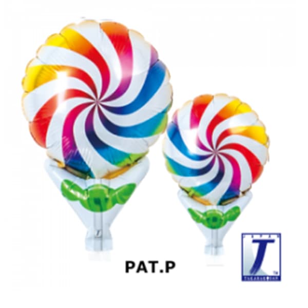 (image for) 5" Rainbow Candy Swirl Upright Balloons