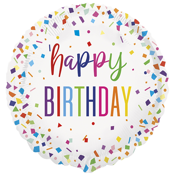 18" Bright Confetti Happy Birthday Foil Balloons
