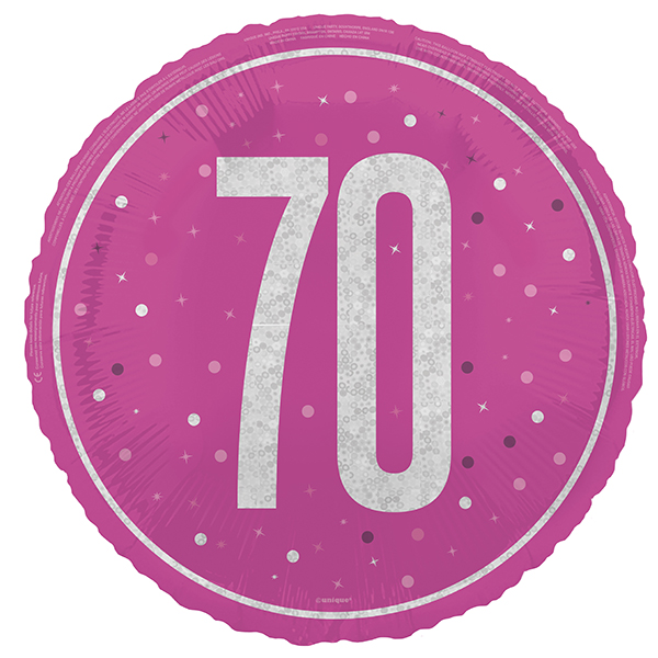 (image for) 18" Pink & Silver Glitz Prism Happy 70th Birthday Foil Balloons