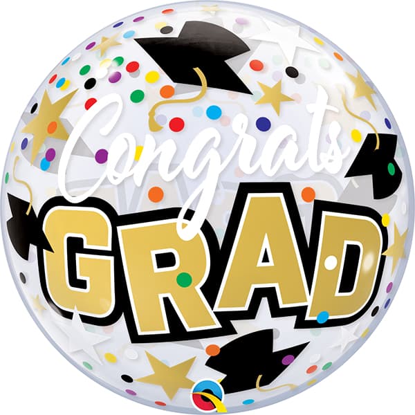 (image for) 22" Congrats Grad Stars And Dots Single Bubble Balloons