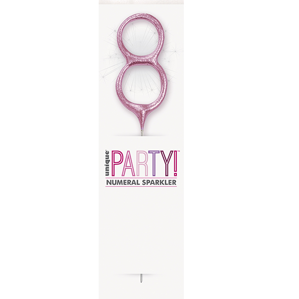 7" Pink Glitz Number 8 Sparkler