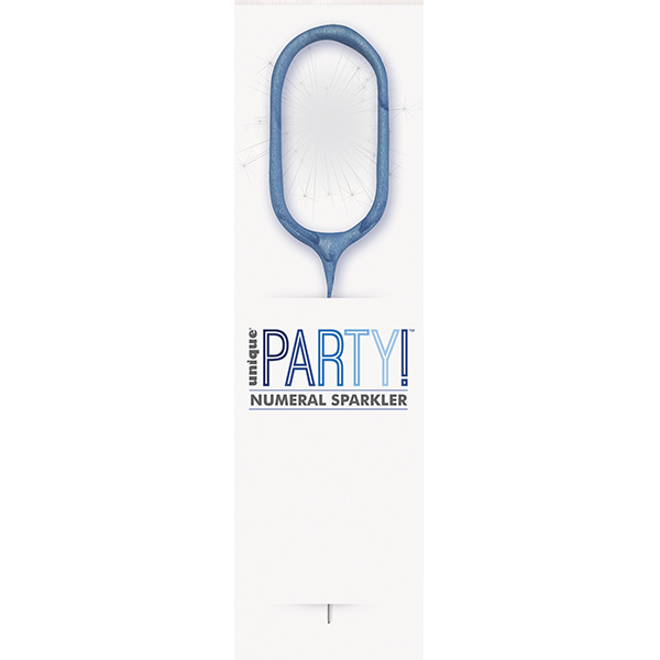 7" Blue Glitz Number 0 Sparkler