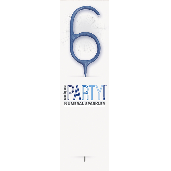7" Blue Glitz Number 6 Sparkler