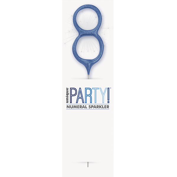 7" Blue Glitz Number 8 Sparkler