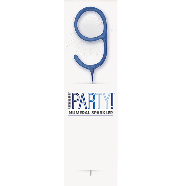 7" Blue Glitz Number 9 Sparkler