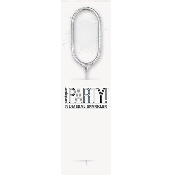 7" Silver Glitz Number 0 Sparkler