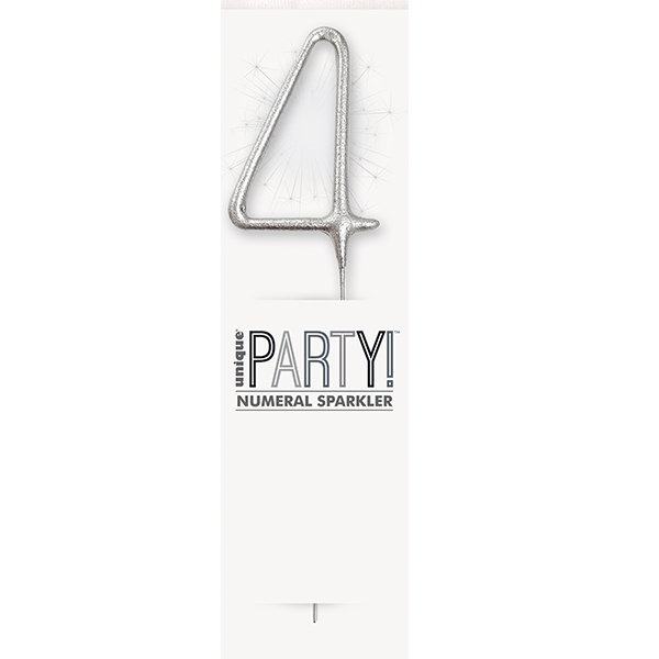 7" Silver Glitz Number 4 Sparkler
