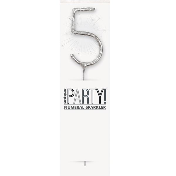 7" Silver Glitz Number 5 Sparkler