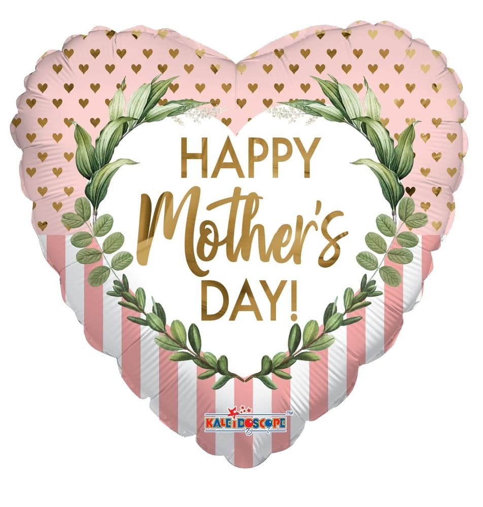 (image for) 18" Happy Mother's Day Dots & Stripes Foil Balloons