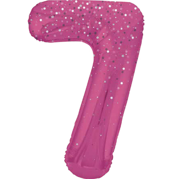 (image for) 34" Pink Dot Glitz Prism Number 7 Supershape Balloons