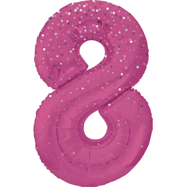 (image for) 34" Pink Dot Glitz Prism Number 8 Supershape Balloons