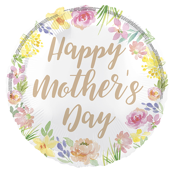 18" Happy Mothers Day Floral Foil Balloons