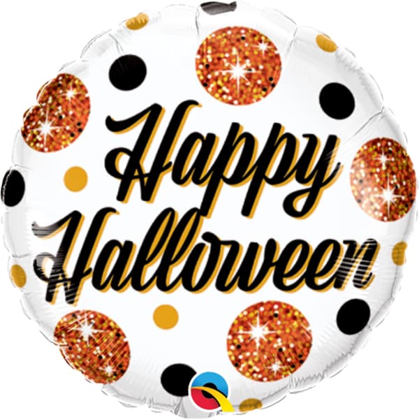 (image for) 9" Happy Halloween Sparkly Dots Air Filled Balloons