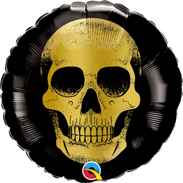 (image for) 9" Golden Skull Head Air Filled Balloons