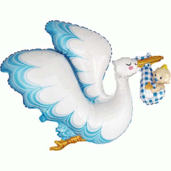 (image for) 31" Baby Boy Stork Supershape Balloons