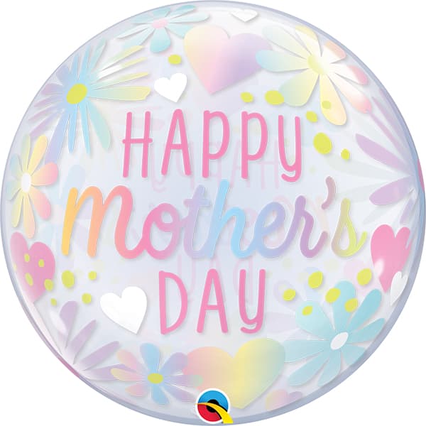 (image for) 22" Mothers Day Floral Pastel Single Bubble Balloons