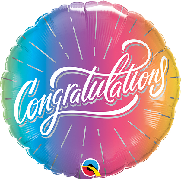 (image for) 18" Congratulations Vibrant Ombre Foil Balloons