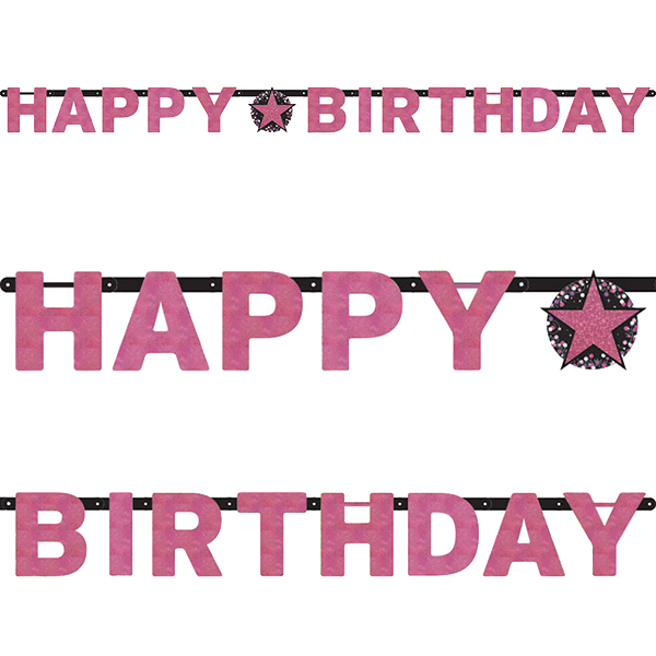 (image for) Happy Birthday Pink Sparkling Celebration Letter Banner