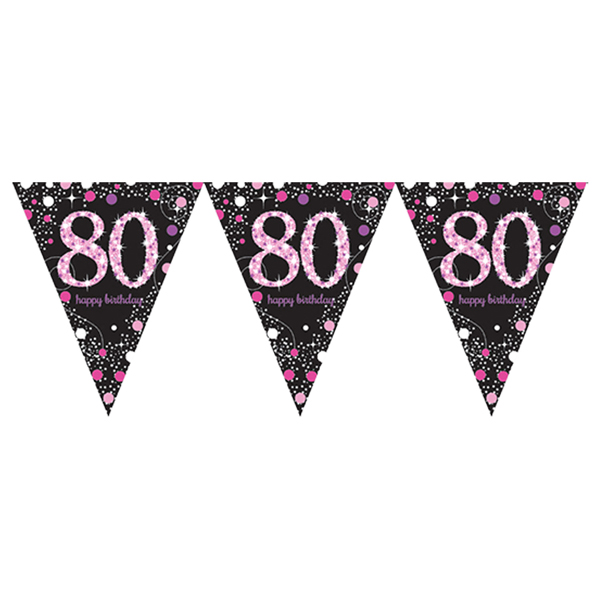 (image for) Pink Celebration 80th Birthday Bunting