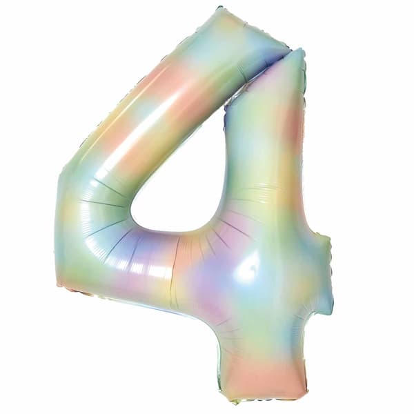 (image for) Pastel Rainbow Number 4 Supershape Balloons