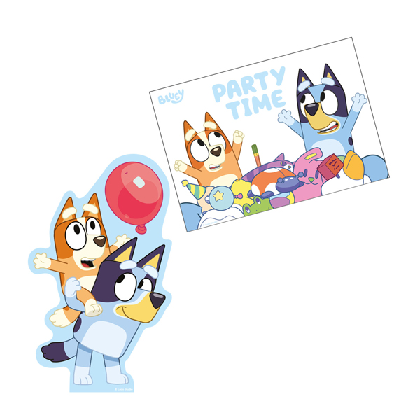 (image for) Bluey Diecut Invitations & Envelopes 8pk