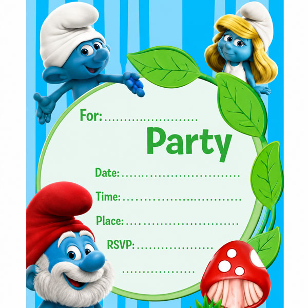 Smurfs Party Invitations 20pk