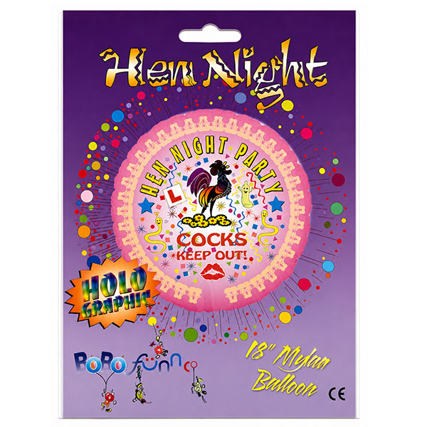 18" Hen Night Party Holographic Foil Balloons