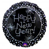 18" Happy New Year Sparkles Foil Balloons
