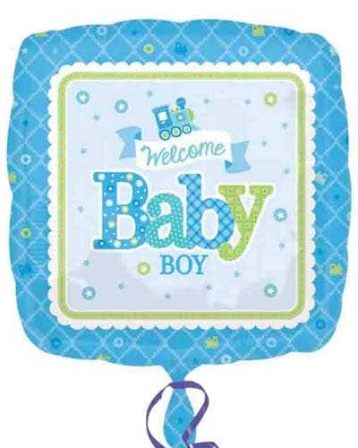 (image for) 18" Welcome Baby Boy Train Foil Balloons