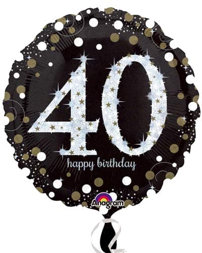 (image for) 18" Black And Gold 40th Birthday Foil Balloons