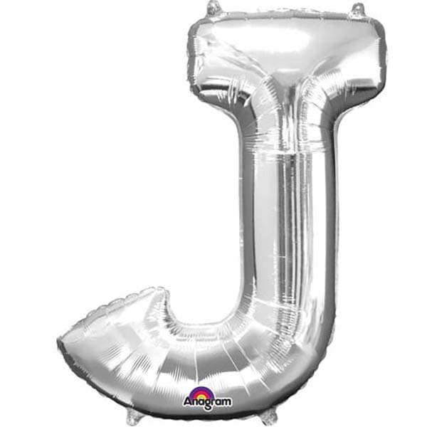 (image for) 16" J Letter Silver Air Filled Balloons