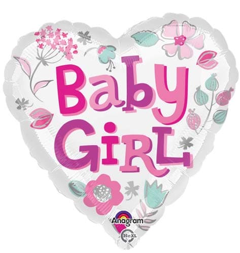 (image for) 18" Baby Girl Heart Foil Balloons