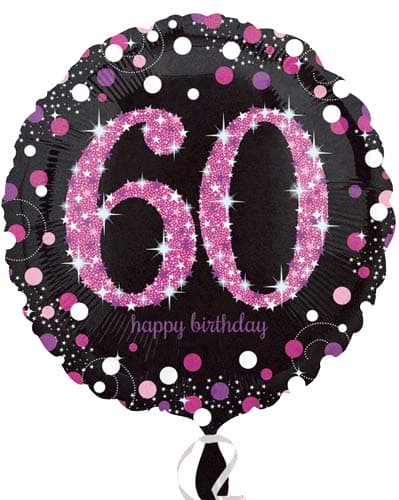 (image for) 18" Black And Pink 60th Birthday Foil Balloons