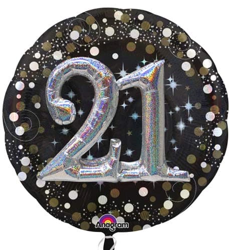 (image for) 36" Gold Celebration Sparkling 21st Jumbo Foil Balloons