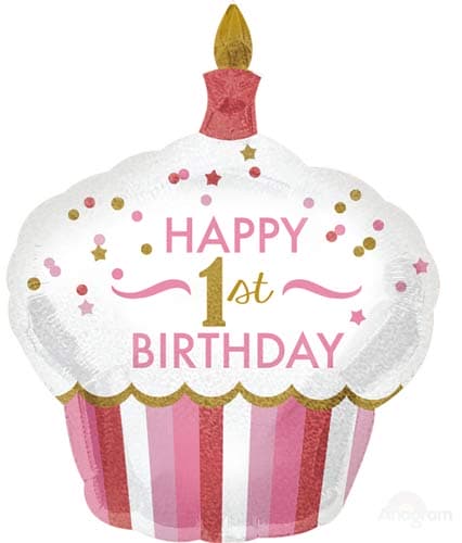 (image for) 1st Birthday Cupcake Girl Supershape Balloons