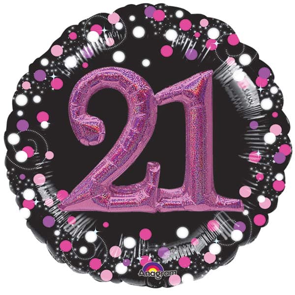 (image for) 36" Pink Celebration Sparkling 21st Jumbo Foil Balloons