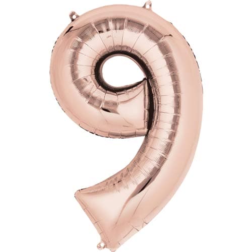 (image for) Anagram Rose Gold Number 9 Supershape Balloons