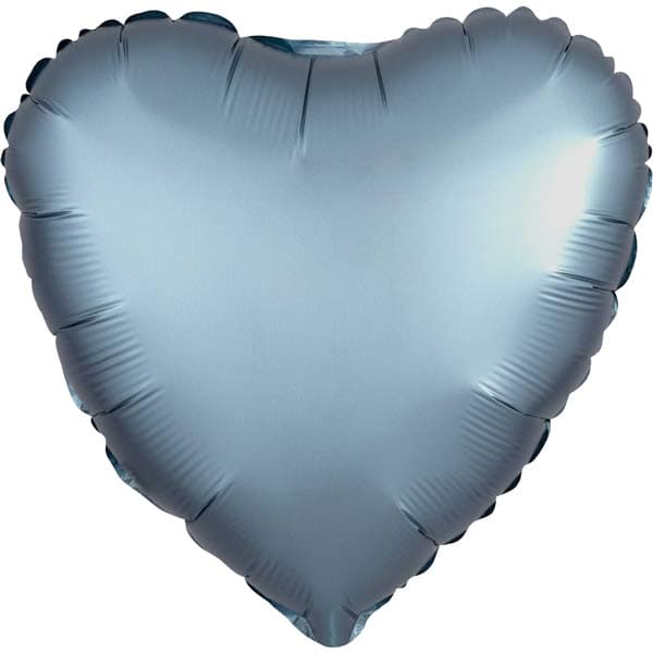 (image for) 18" Satin Luxe Steel Blue Heart Foil Balloons