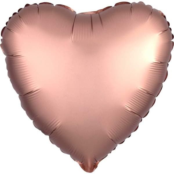 (image for) 18" Silk lustre Rose Copper Heart Foil Balloons