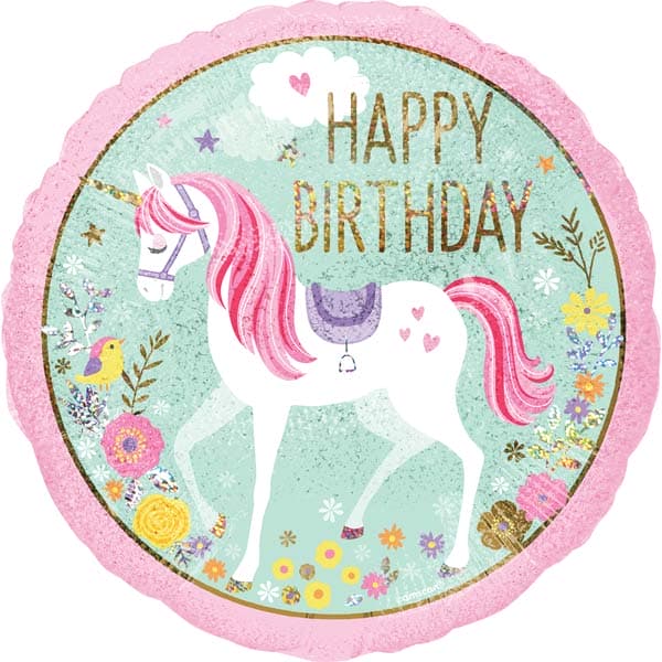 (image for) 18" Magical Unicorn Happy Birthday Foil Balloons