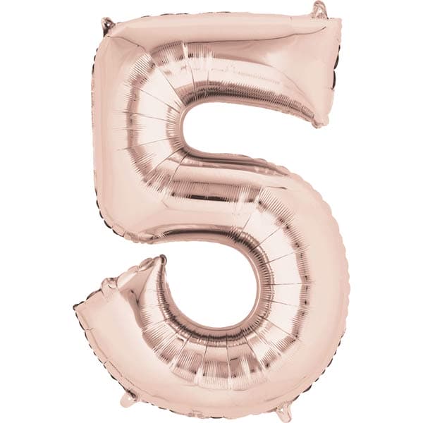 (image for) 16" Rose Gold Number 5 Air Fill Balloons