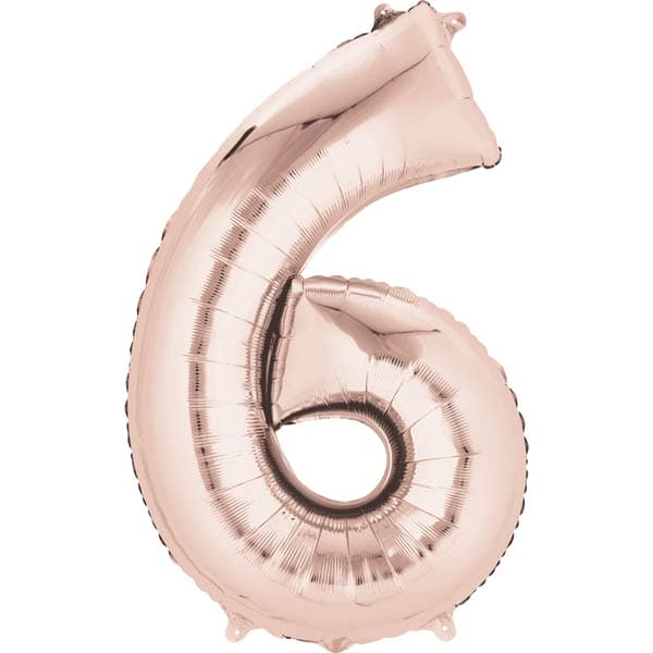 (image for) 16" Rose Gold Number 6 Air Fill Balloons