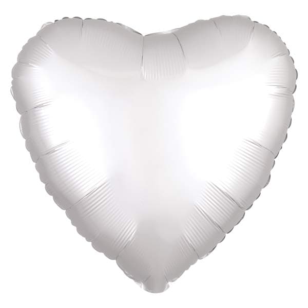 (image for) 18" Silk Lustre White Heart Foil Balloons