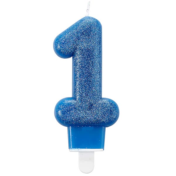 (image for) Blue Glitter Age 1 Candle