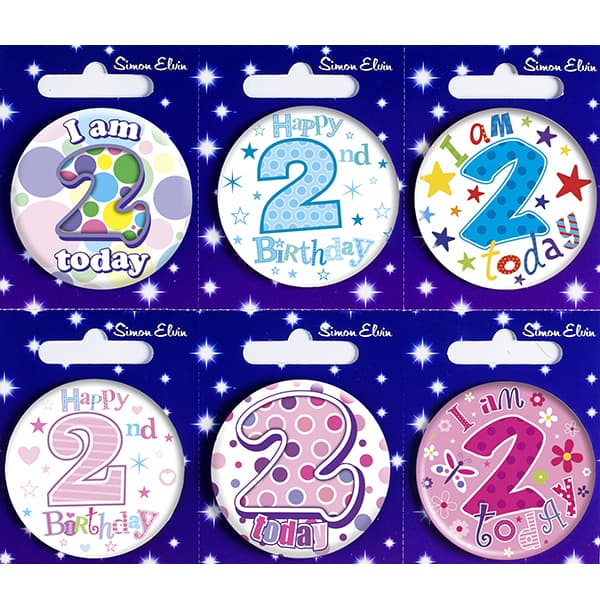 (image for) Age 2 Mixed Small Badges x6